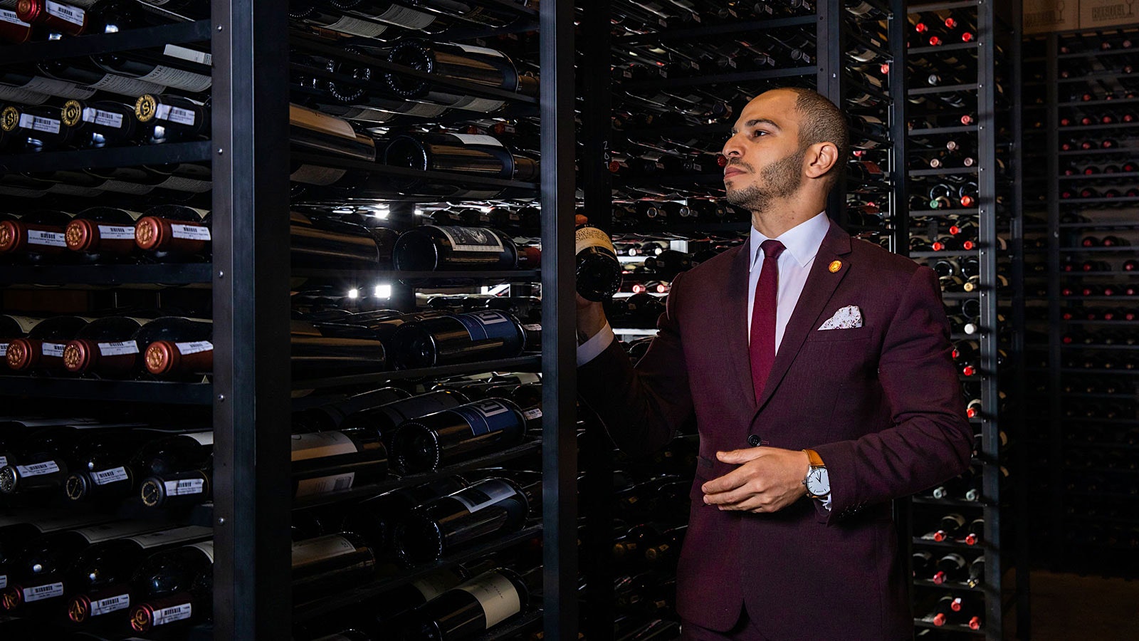  Vincent Morrow in the wine cellar at Press Restaurant 